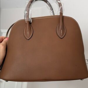 Real Leather Chestnut/Cream Handbag
